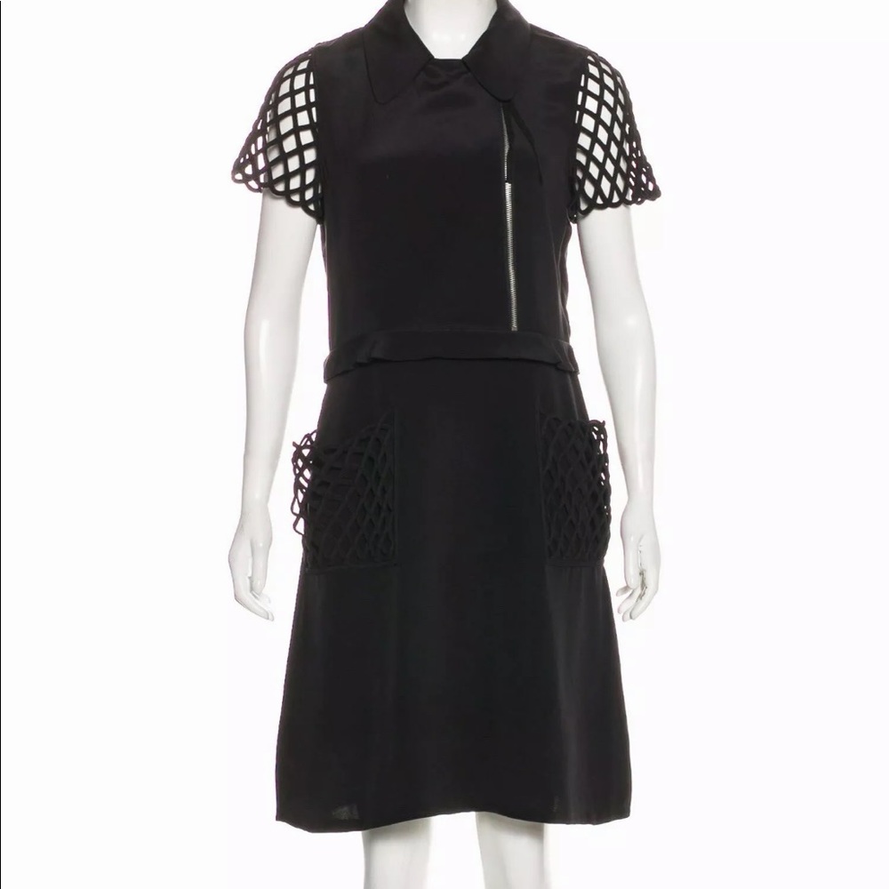 Marc by Marc Jacobs Black Silk Lattice Dress